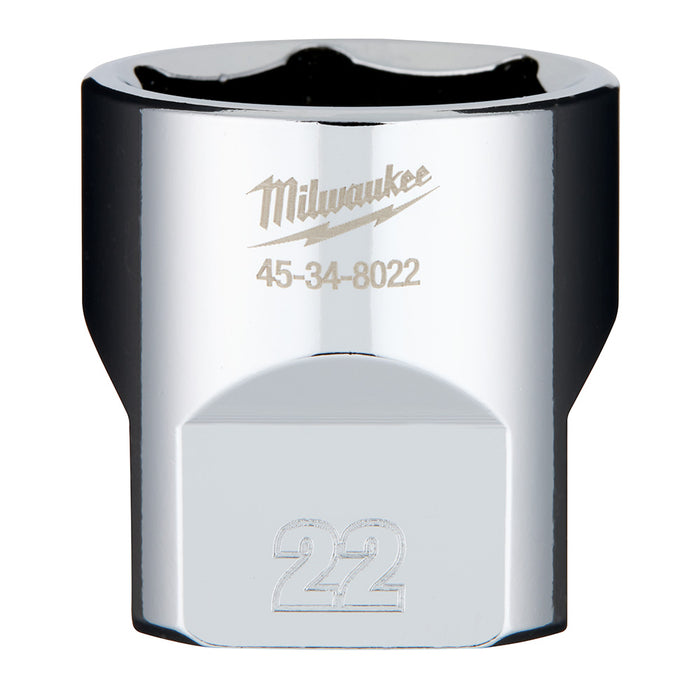 Douille 6 pans standard à 4 côtés (22 mm, prise 3/8")