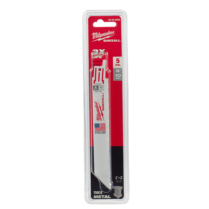 Ensemble de 5 lames Sawzall standard pour métal 6" (10 d/po)
