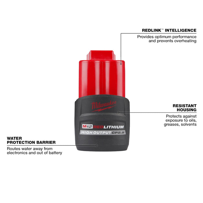 Batterie M12 Redlithium High Output 2.5 Ah