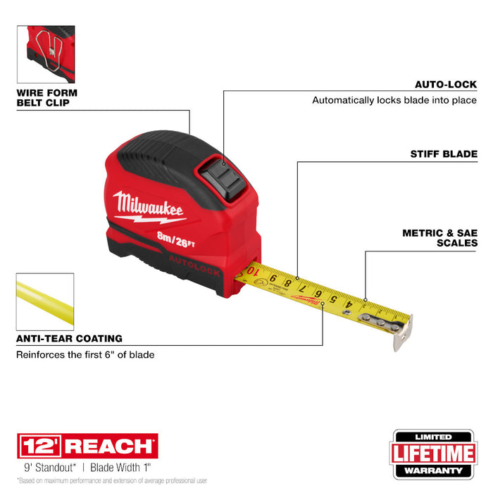 Ruban à mesurer Auto-Lock 8m/26'