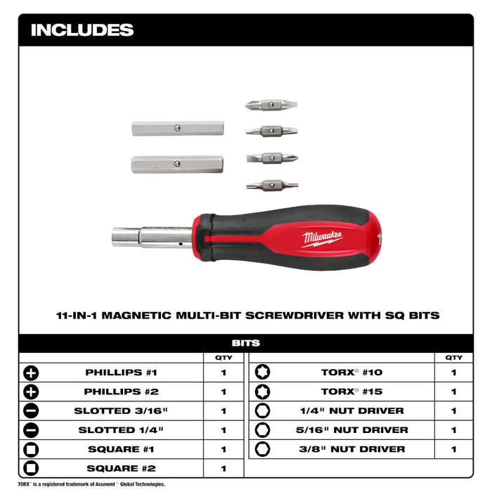 Tournevis multipointes 11-en-1 magnétique