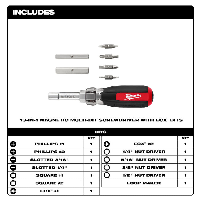 Tournevis multipointes 13-en-1 magnétique