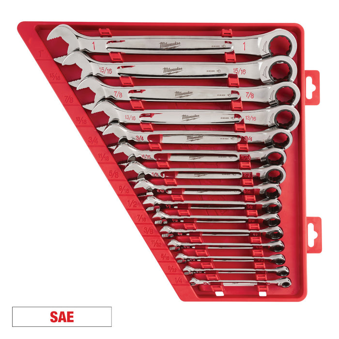 Ensemble de 15 clés combinées à cliquet SAE