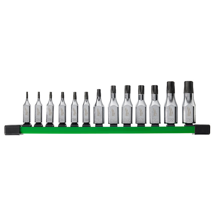 Ensemble de 13 douilles à embout Torx avec prise 1/4" et 3/8"