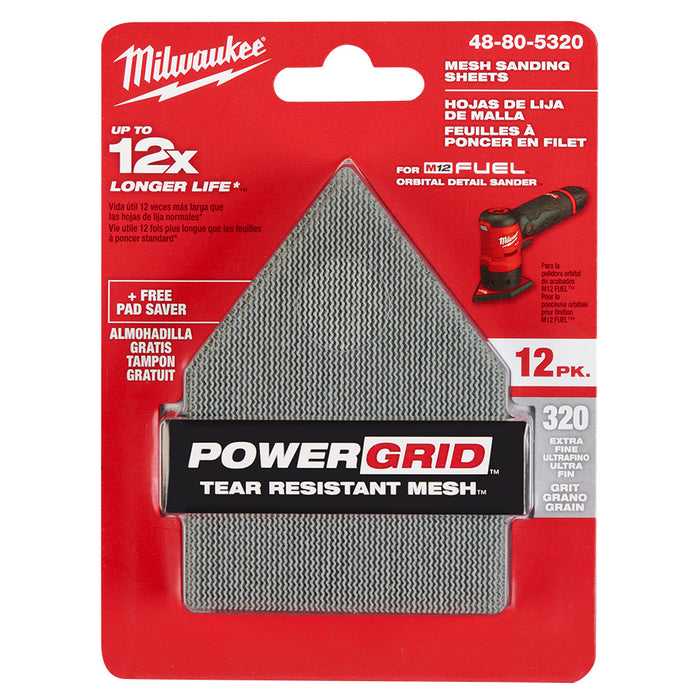 Feuille abrasive en maille GR320 - Paquet de 12
