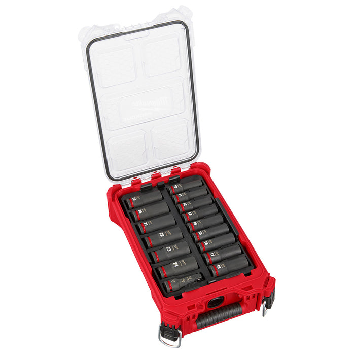 Ensemble de 16 douilles Packout à prise 1/2" - Métrique