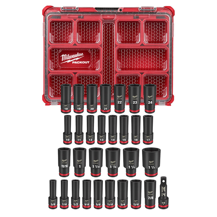 Ensemble de 31 douilles Packout à prise 1/2" - SAE et métrique