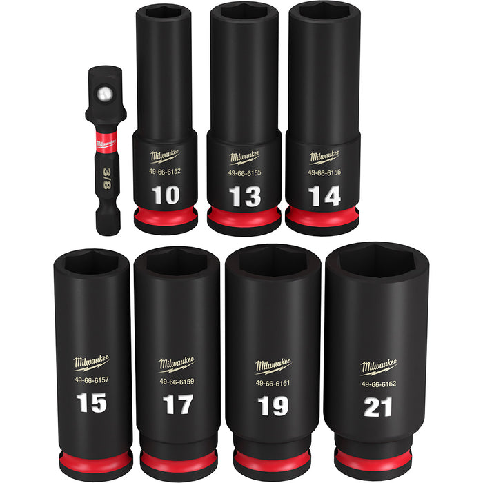 Ensemble de 8 douilles à chocs longues à prise 3/8" (métrique)