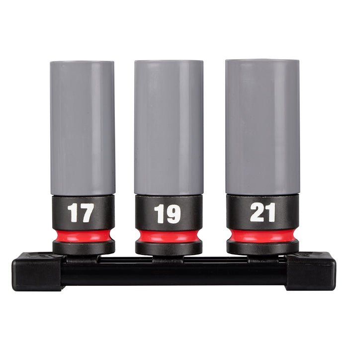 Ensemble de 3 douilles à chocs pour écrous de roues à prise 1/2" - Métrique