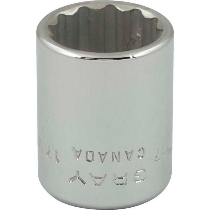 Douille chromée régulière à prise 3/8" (12 pans x 17 mm)