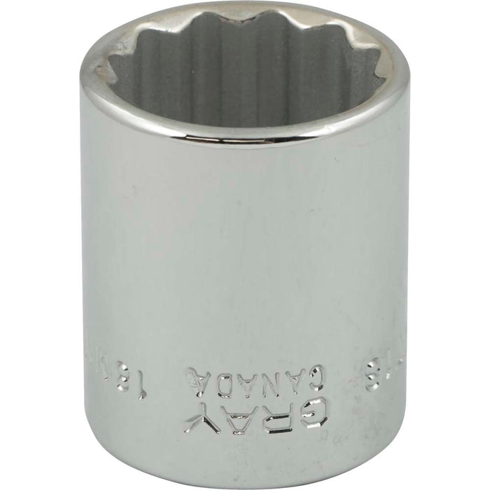 Douille chromée régulière à prise 3/8" (12 pans x 18 mm)