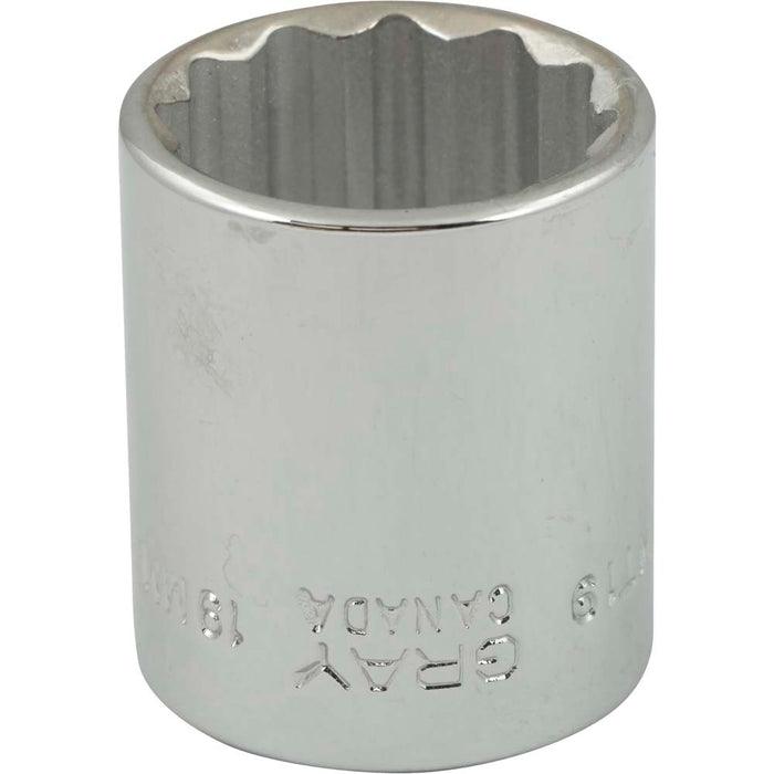 Douille chromée régulière à prise 3/8" (12 pans x 19 mm)
