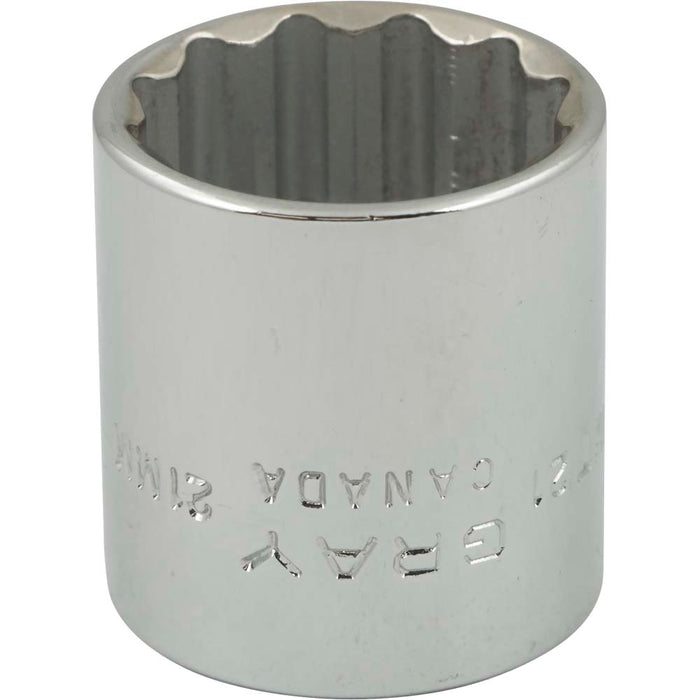 Douille chromée régulière à prise 3/8" (12 pans x 21 mm)