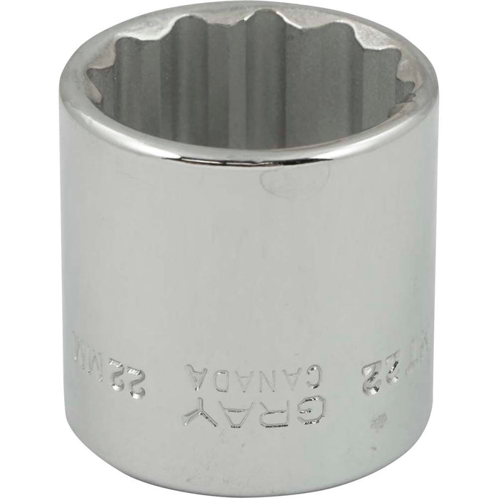 Douille chromée régulière à prise 3/8" (12 pans x 22 mm)