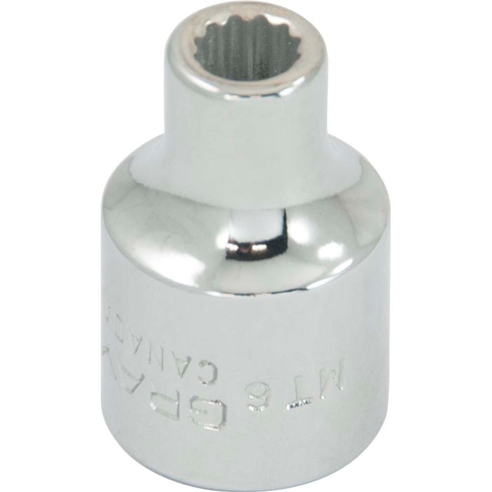 Douille chromée régulière à prise 3/8" (12 pans x 6.0 mm)