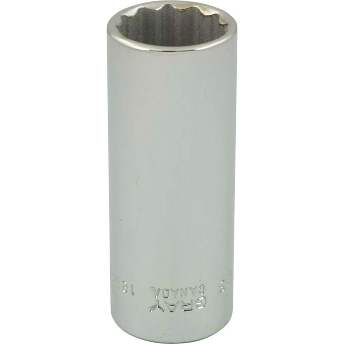 Douille chromée longue à prise 3/8" (12 pans x 18 mm)