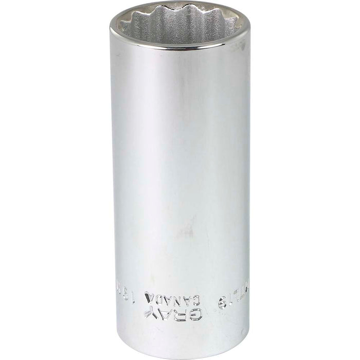 Douille chromée longue à prise 3/8" (12 pans x 19 mm)