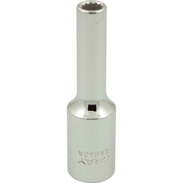 Douille chromée longue à prise 3/8" (12 pans x 6.0 mm)