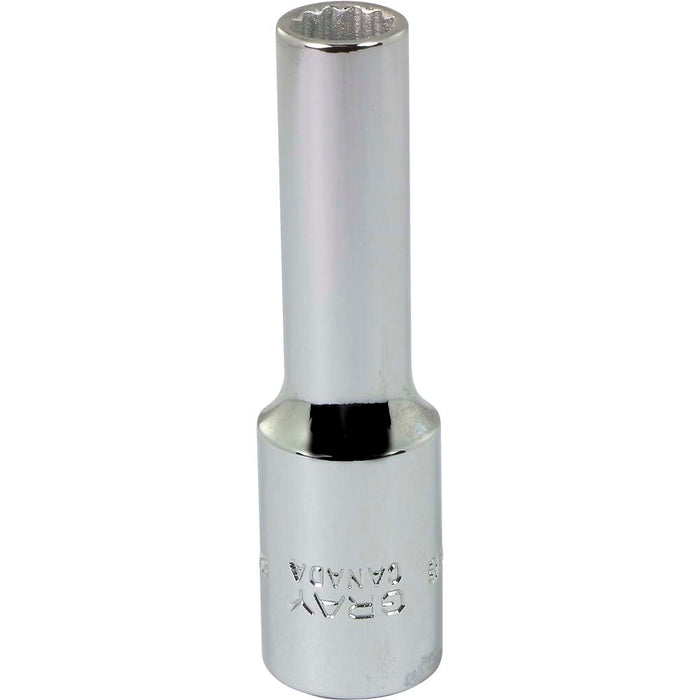 Douille chromée longue à prise 3/8" (12 pans x 8.0 mm)