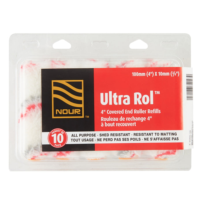 Paquet de 10 recharges pour rouleaux en tissu rayé rouge et gris 4" 10mm