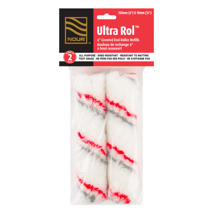 Recharges pour rouleaux en tissu rayé rouge et gris 6" 10mm
