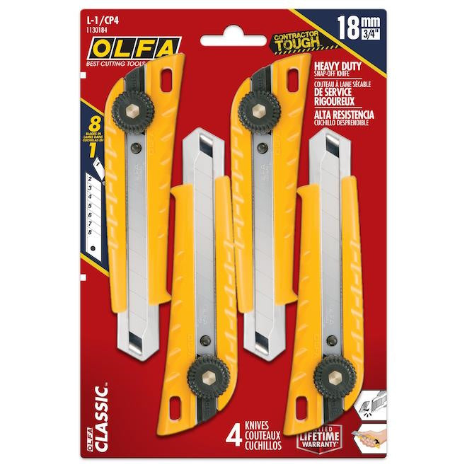 Couteau utilitaire 18 mm - Paquet de 4