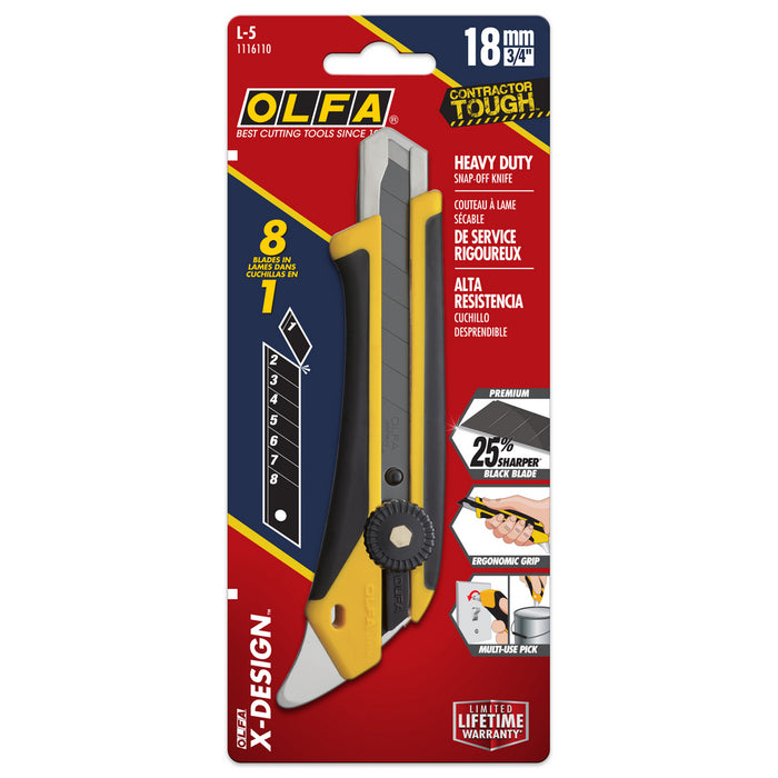 Couteau utilitaire ergonomique robuste 18mm avec pointe tout-usage