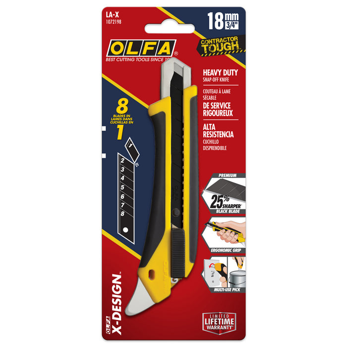 Couteau utilitaire ergonomique robuste 18mm avec pointe tout-usage