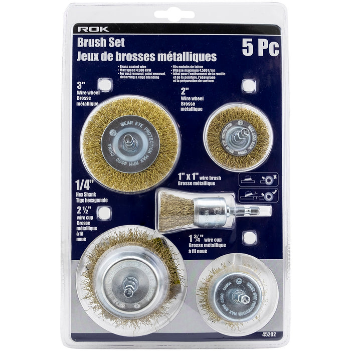 Ensemble de 5 brosses abrasives métalliques mixtes