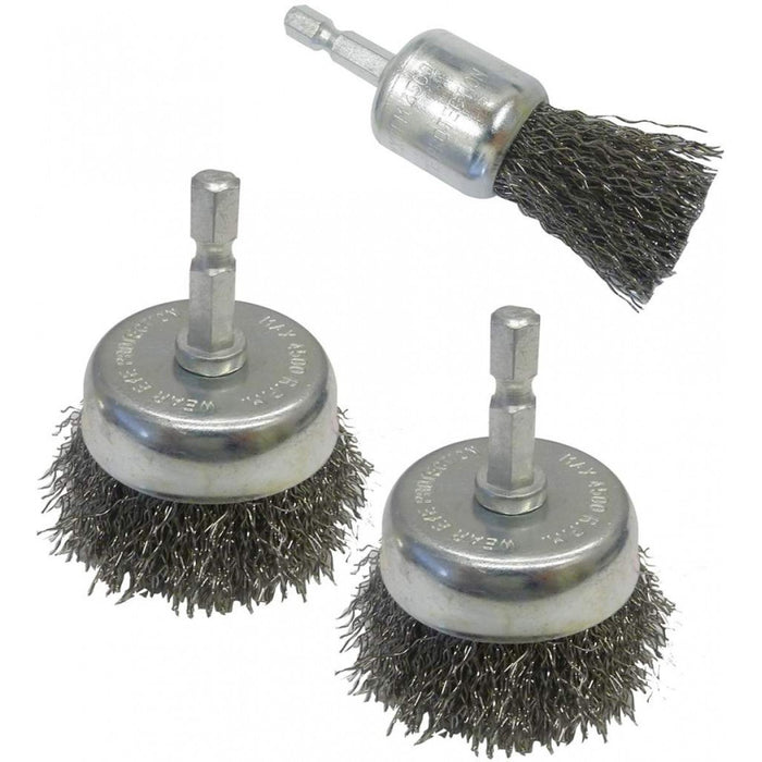 Ensemble de 3 brosses abrasives métalliques mixtes