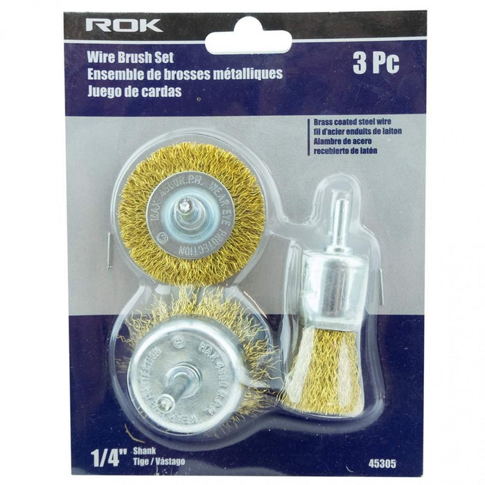 Ensemble de 3 brosses abrasives mixtes en laiton