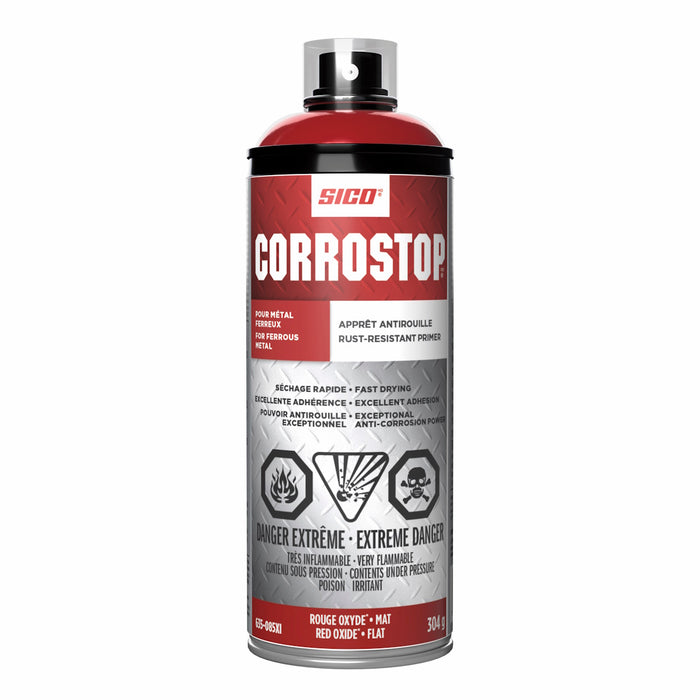 Apprêt antirouille en aérosol - Corrostop - Rouge oxyde - Fini mat - 304 g