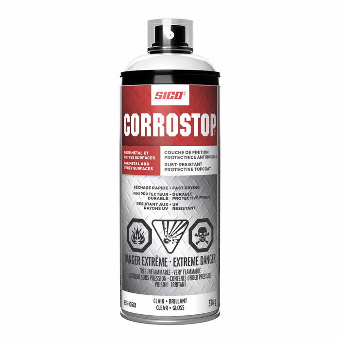 Peinture antirouille en aérosol - Corrostop - Clair - Fini lustré - 312 g