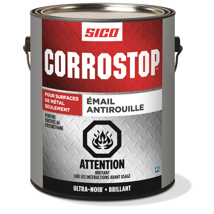 Peinture antirouille - Corrostop - Ultra-noir - Fini lustré - 3.78 L