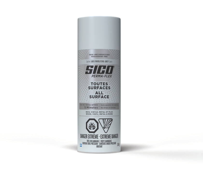 Peinture toute surface Permaflex en aérosol - Int./Ext. - Gris froid - Fini satiné - 340 g - SICO
