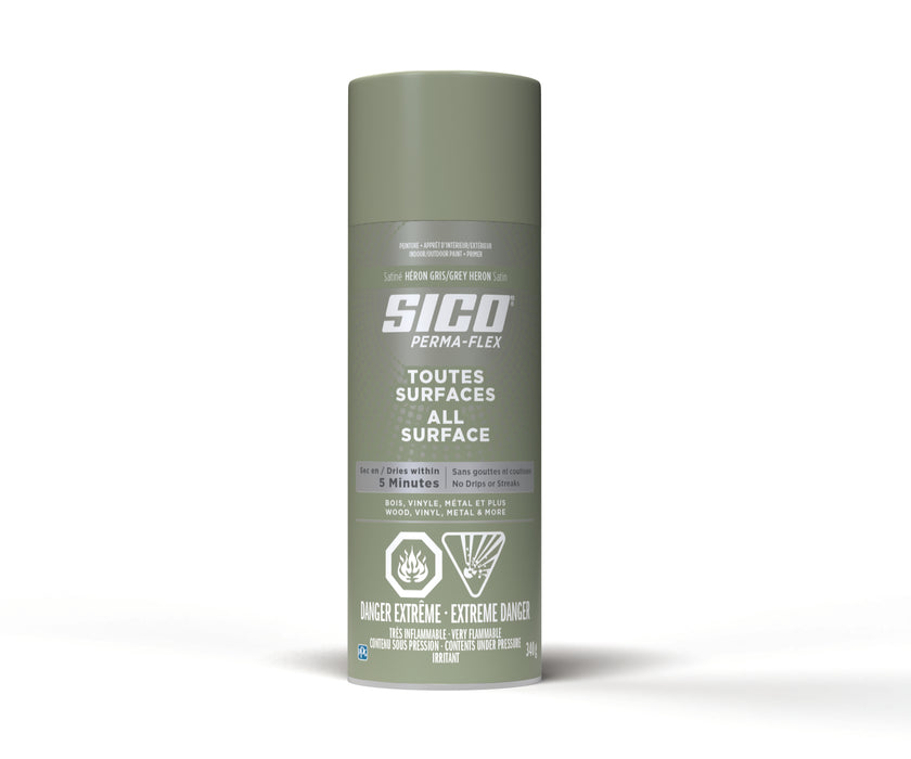 Peinture toute surface Permaflex en aérosol - Int./Ext. - Gris héron - Fini satiné - 340 g - SICO