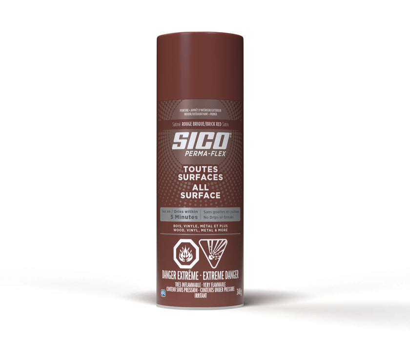 Peinture toute surface Permaflex en aérosol - Int./Ext. - Rouge brique - Fini satiné - 340 g - SICO