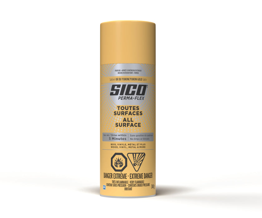 Peinture toute surface Permaflex en aérosol - Int./Ext. - Or du Yukon - Fini satiné - 340 g - SICO