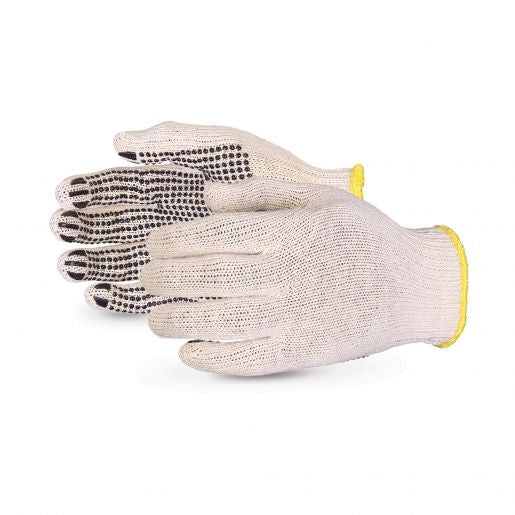 Gants en tricot à points PVC 2-côtés, jauge 7 (Gris)