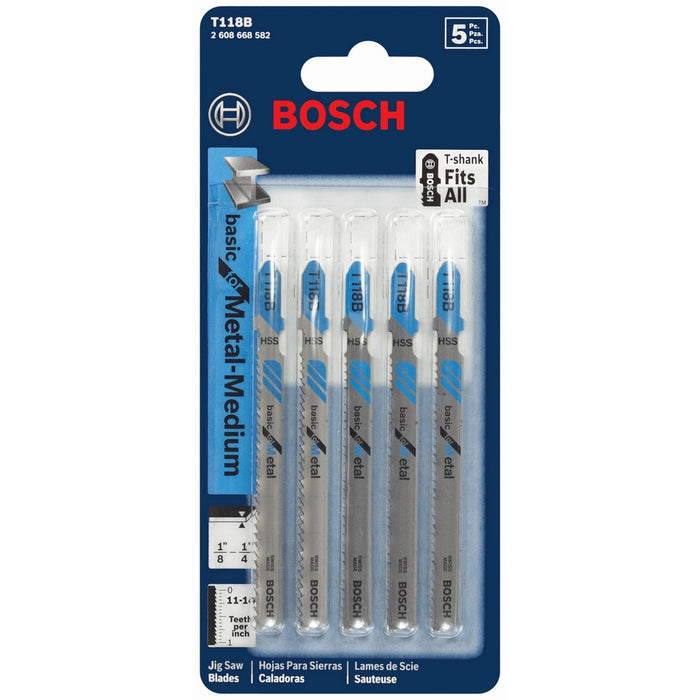 Pqt. 5 lames Basic à métal, en «T» (3-5/8"x11-14dpp)