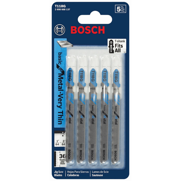 Pqt. 5 lames Basic à métal, en «T» (3-5/8"x36dpp)
