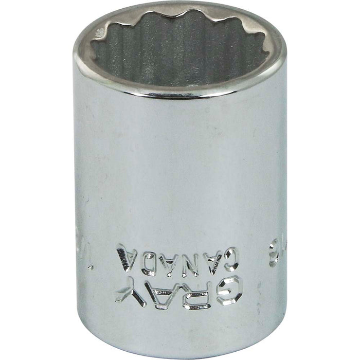 Douille chromée régulière à prise 3/8" (12 pans x 1/2")