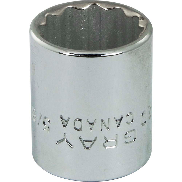 Douille chromée régulière à prise 3/8" (12 pans x 5/8")