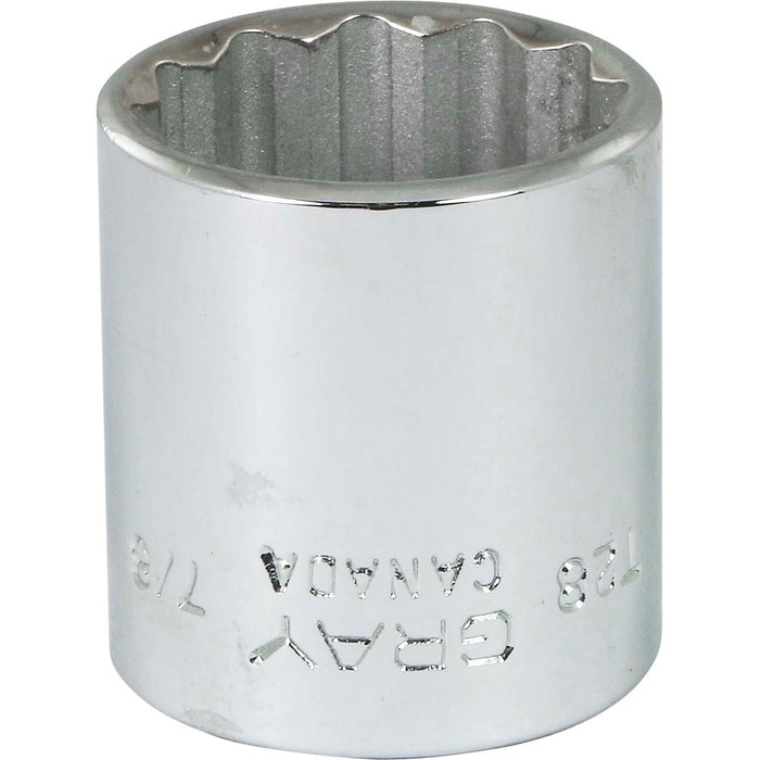 Douille chromée régulière à prise 3/8" (12 pans x 7/8")