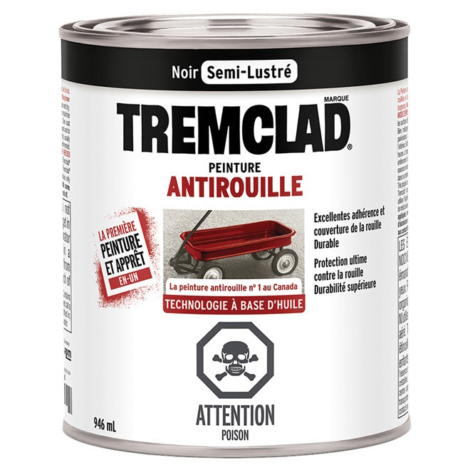 Peinture antirouille Tremclad - Noir - Fini semi-lustré - 946 mL