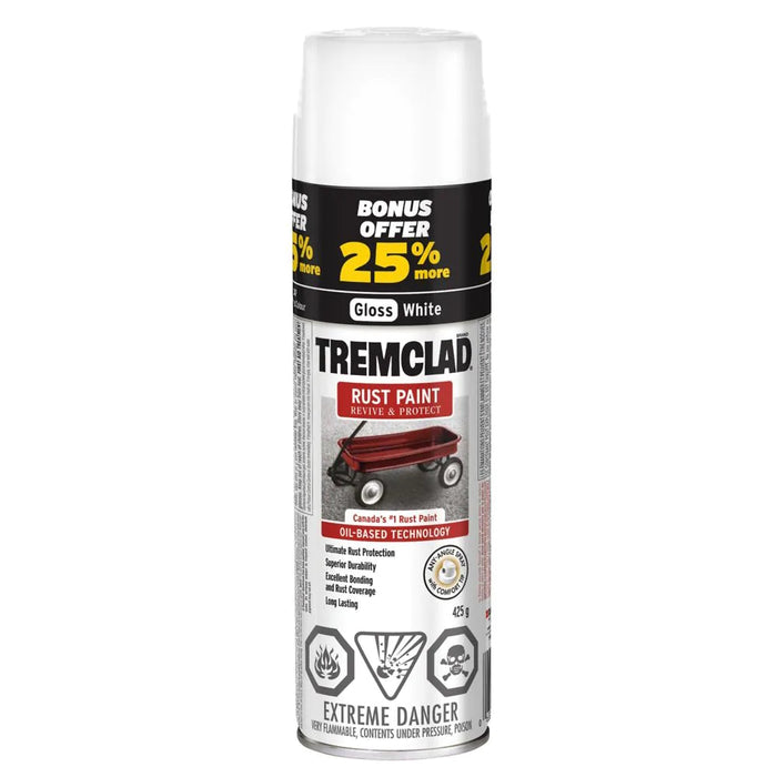 Peinture antirouille aérosol Tremclad - Blanc - Fini lustré (+25%)