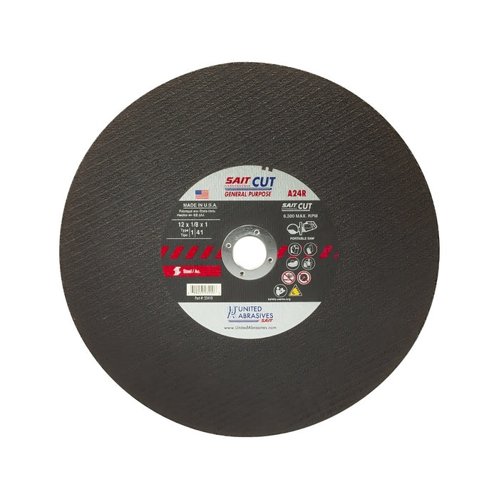 Meule de tronçonneuse pour métaux ferreux 12" - Arbre de 1"