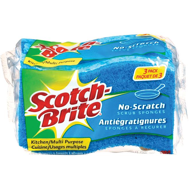Éponge rectangulaire anti-égratignures - Paquet de 3 Scotch-Brite - Quincaillerie G.H. Berger