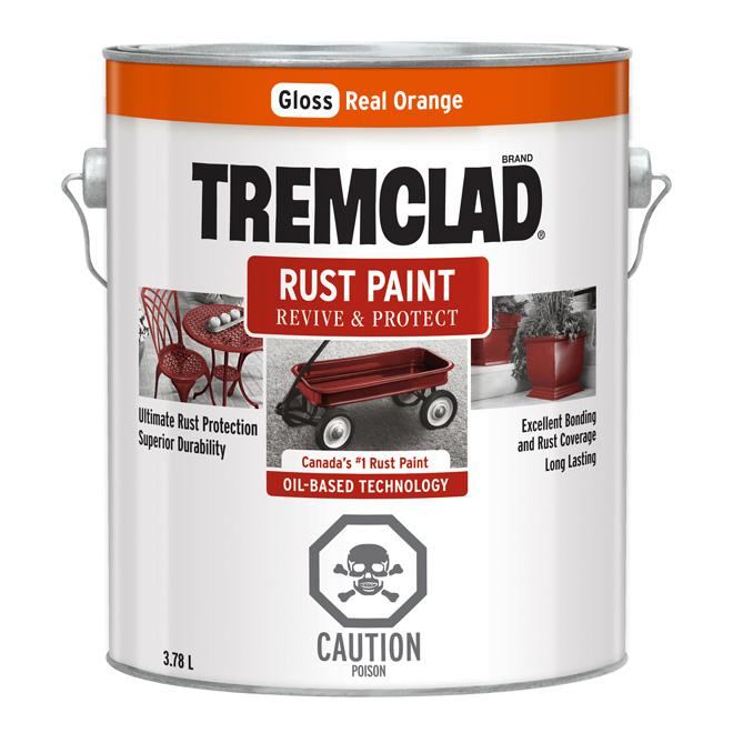 Peinture antirouille Tremclad - Vrai orange  - Fini lustré - 3,78L