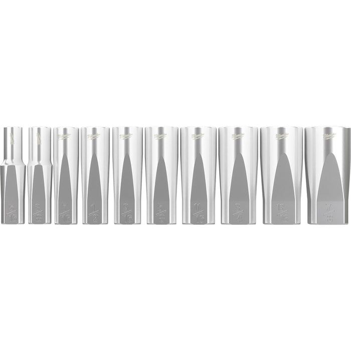 Ens. 10 douilles profondes SAE à prise 3/8"